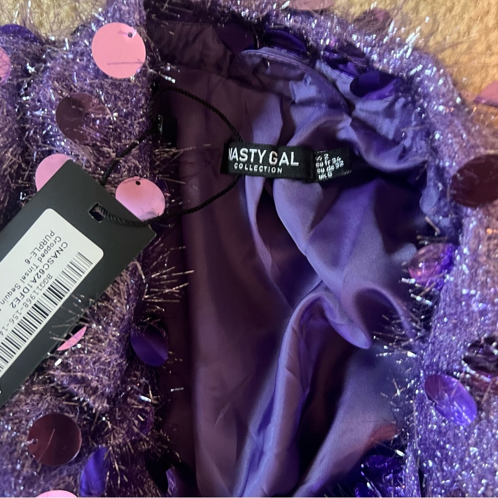 Nasty Gal sequin purple blazer and mini skirt NWT Taylor swift eras tour - Picture 9 of 9